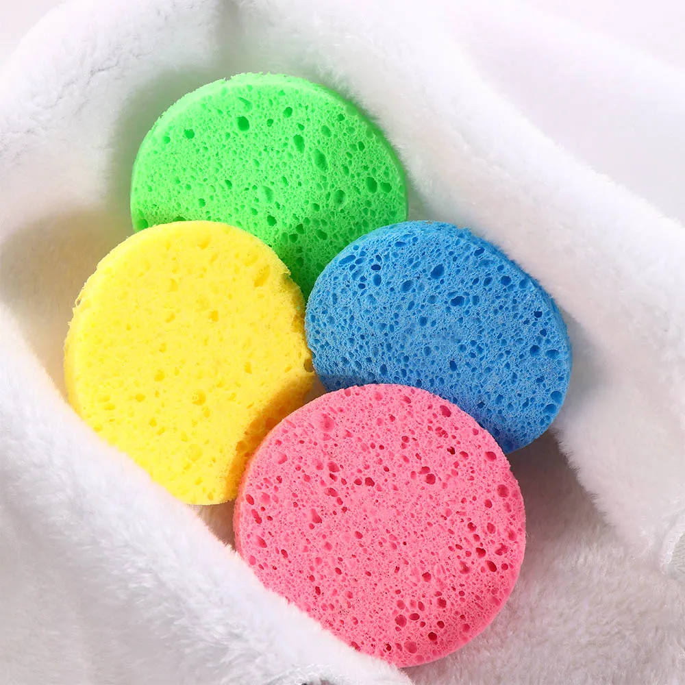 Natural Wood Sponge Compress Cosmetic Puff Facial Washing Sponge Face Care Cleansing Makeup Remover Tools