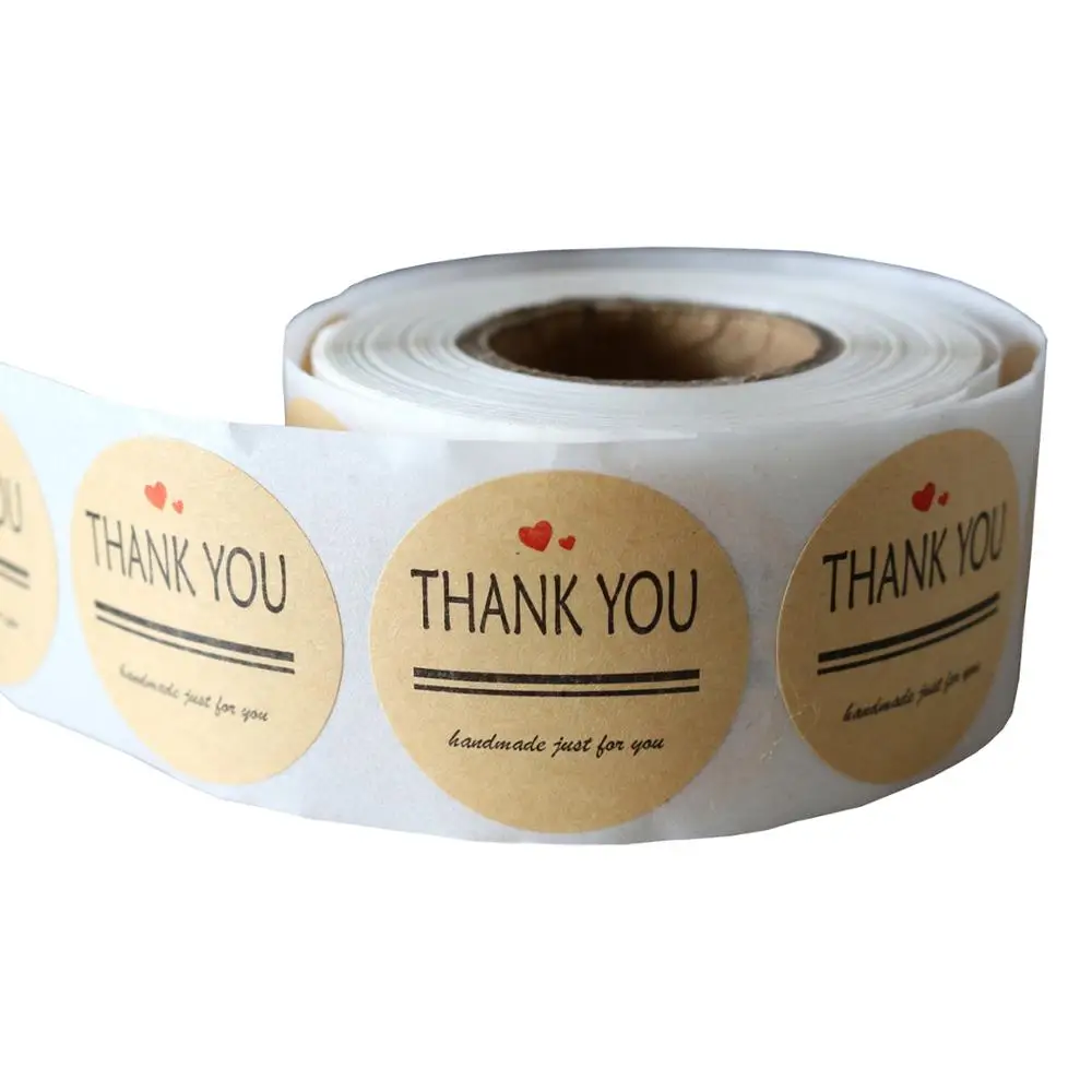 

500pcs 1.5Inch DIY Thank you Handmade With Love Label Wedding Stickers Adhesive Sticker Kraft Round Labels Just for you Sticker