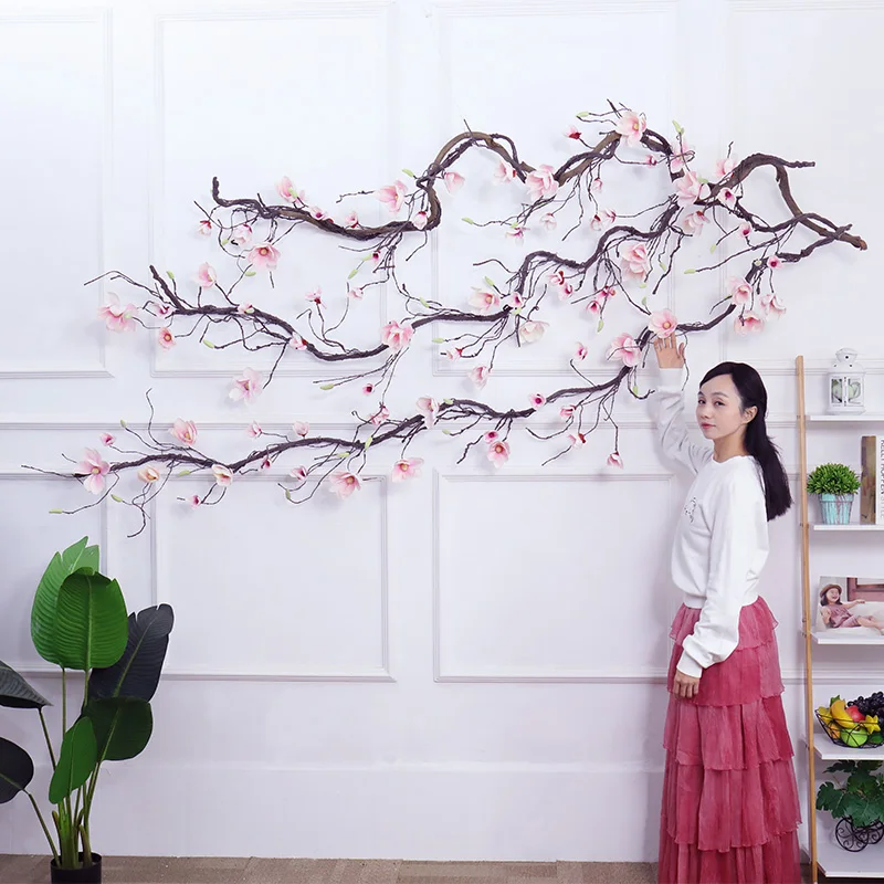 

300CM Artificial Flowers Silk Magnolia Wall Ivy Vine Wreath Garland Hanging Tree branches flowers Wedding Arch Home Decorations