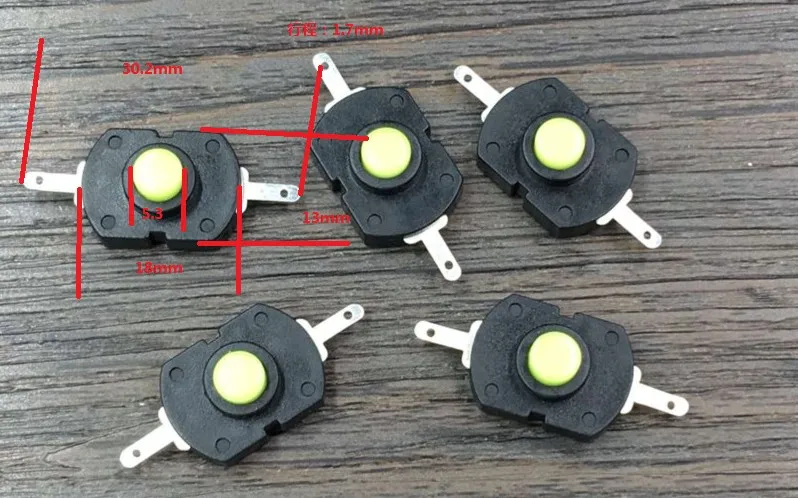 5pcs Mini miniature self-locking button switch press pass with lock light touch button switch power supply 2 feet