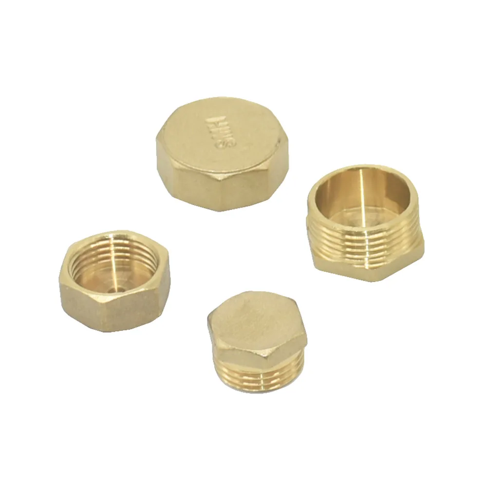 Brass 1/2 3/4 Inch Thread Plug End Lock Nut Water Stop Plug Water Seal Pipe End Connector Metal Pipe Adapter