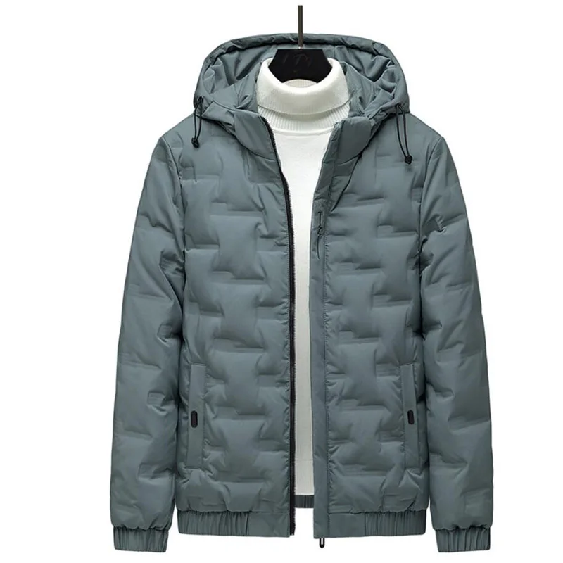 Men\'s jacket autumn winter new cotton coat gray duck down loose plus size tide padded jacket plus size down jacket 6XL 7XL 8XL