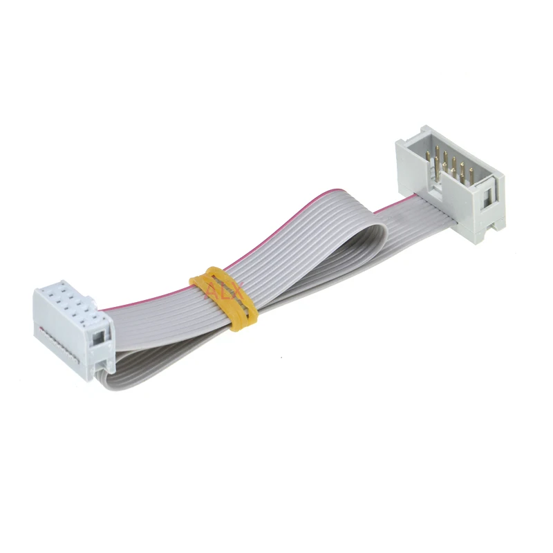 2PCS DC3-FC Male to female 2.54MM pitch connector 10 PIN 20CM 30CM Flat Ribbon DOWNLOAD Data Cable IDC BOX HEADER 10P