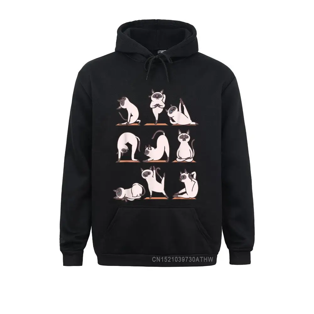 Normal Siamese Cat Yoga Hooded Tops Men Sweatshirts Autumn Hoodies Long SleeveFunky Printed Men Sweatshirts