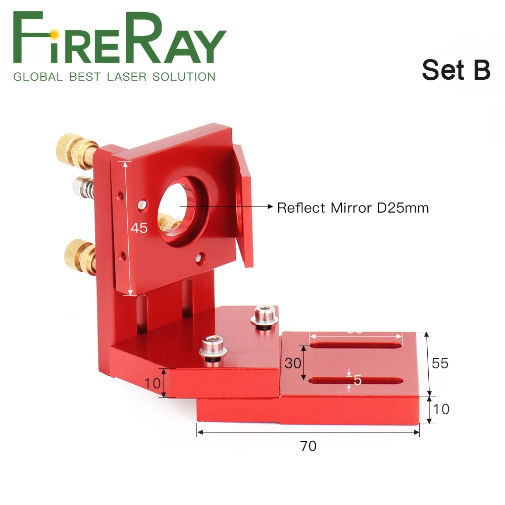 FireRay CO2 Laser Mount Casting Mirror, 25mm Laser Head, Second Mirror Mount, Integrative Mount for Laser Engraving Machine