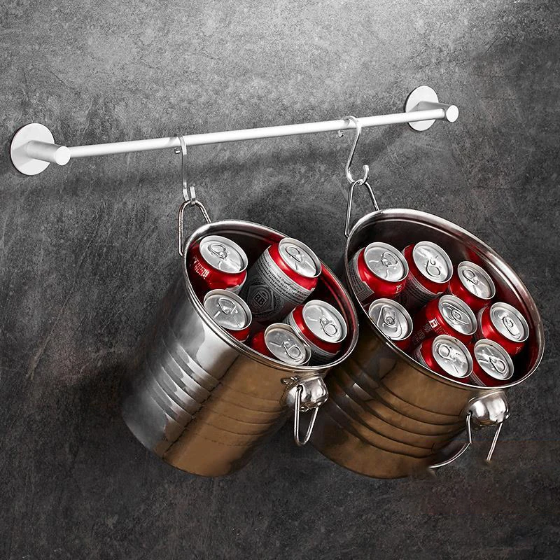 Home Aluminum Towel Rack Punch-Free Single Rod Towel Holder Bathroom Towel Bar Hardware Parts Sucker Wall Shelves Accessories