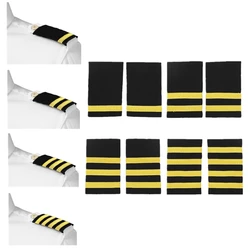 1 Pair Traditional Professional Pilot Uniform Epaulets Performance Shoulder Badges DIY Clothes Decor with Gold/Silver Stripes