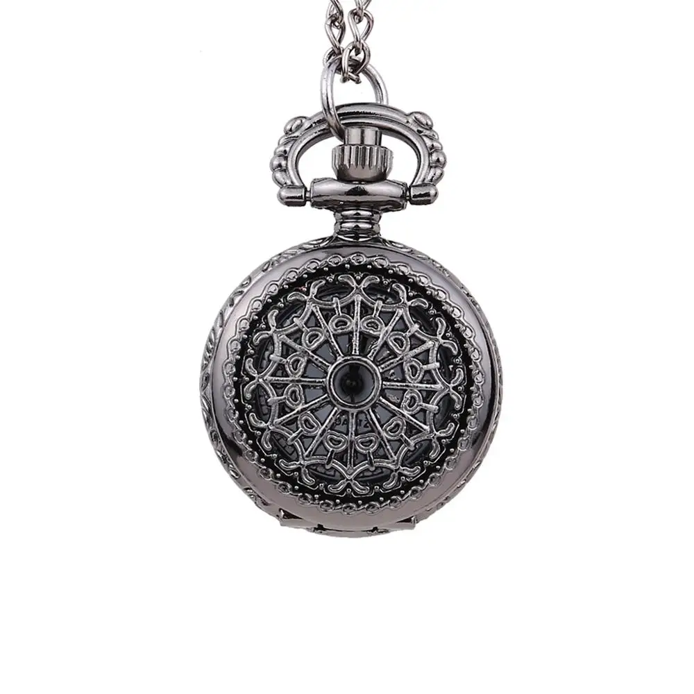 6009Popular delicate web spider design pocket watch black perspective retro chain hollow dial gift belt chain