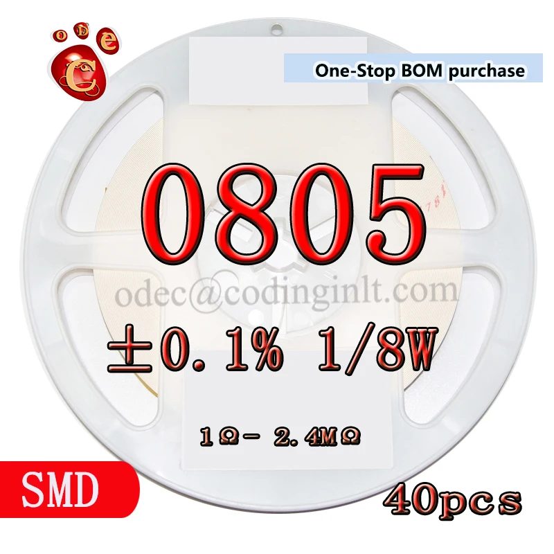 

SMD 0805 2.2KΩ ±0.1% 1/8W 25PPM High precision film resistors 40PCS/LOT