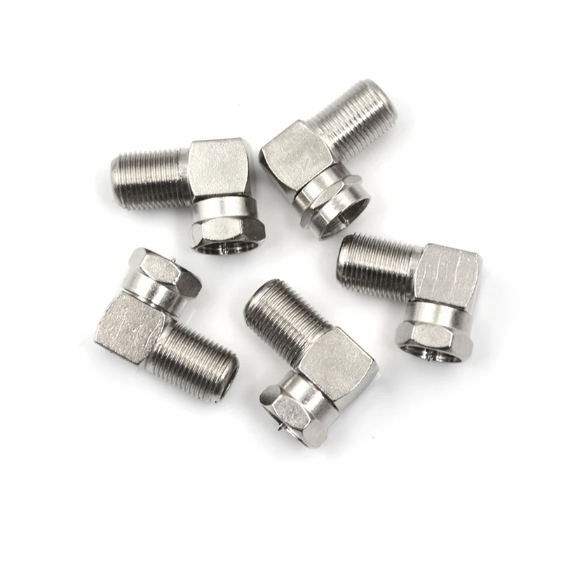 5ชิ้น/ล็อตProfessionalมุมขวา90องศาCoaxial Connectorกันน้ำการเชื่อมต่อFชายไปFหญิงอะแดปเตอร์RG6 RG5