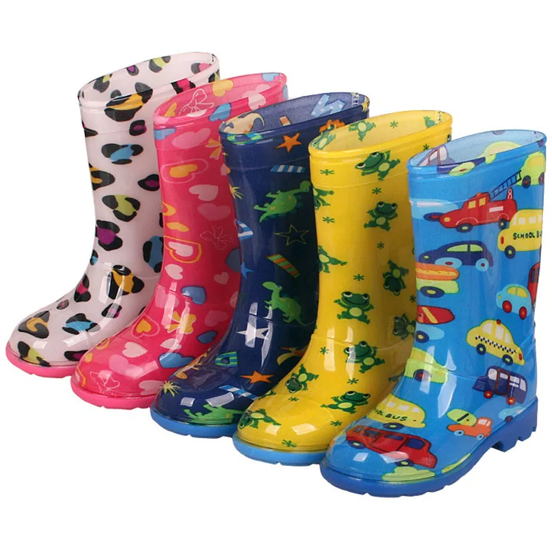 Children\'s High Rain Boots Big Kids Boys Girls PVC Rainboots Waterproof Non-Slip Student Rain Shoes Kids High Boots CSH1211