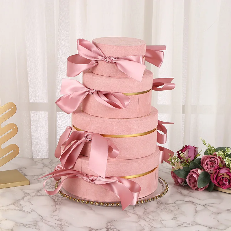 مستديرة المخملية Bowknot هدية صندوق الشريط يده صندوق زهور الزهور الحلوى أكياس التعبئة والتغليف لحفل زفاف عيد ميلاد #3