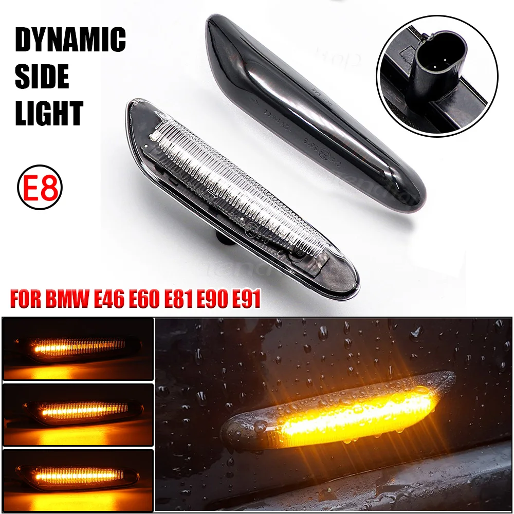 2pcs Dynamic LED Turn Signal Light For BMW E60 E61 E87 E90 E91 E92 E93 E81 E82 E88 E46 Side Marker Mirror Lamp Repeater Bulb