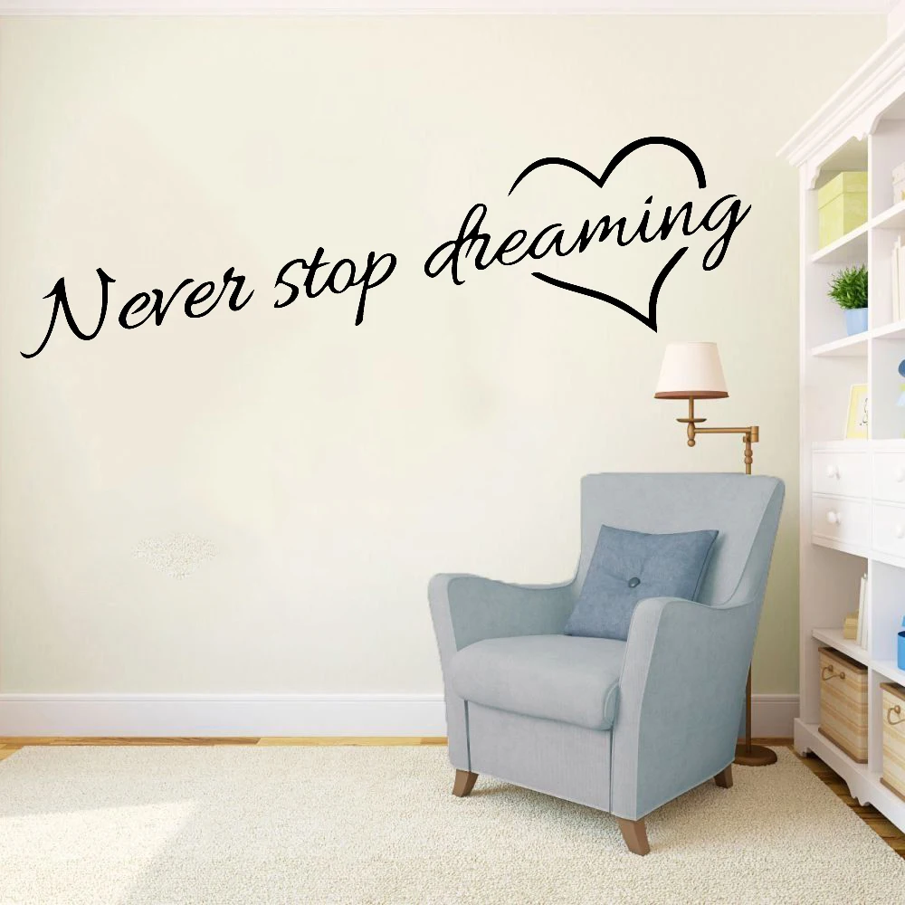 Modern Office Wall Stickers Never Stop Dream Motivational Quotes Sentences For Company Home Decoration Vinyl Window Decals Y480