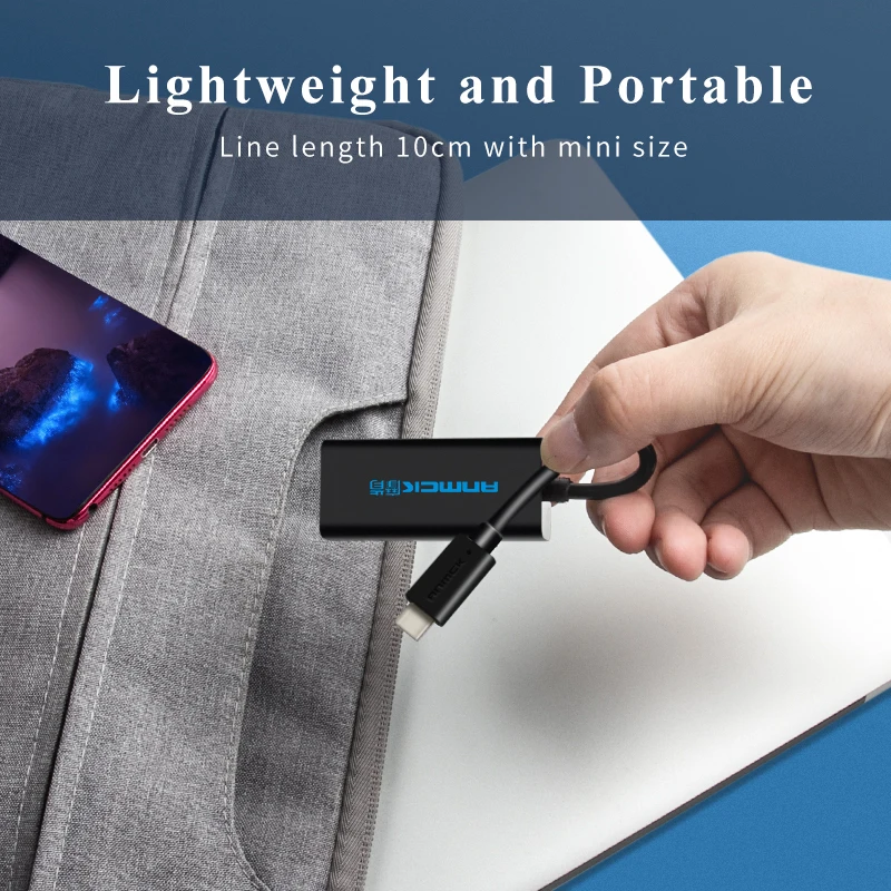 Anmck USB Type-C Networking Adapter RJ45 Plug Connecter For Laptop Macbook Pro/Air M1 Thunderbolt 3 Ethernet Network Card