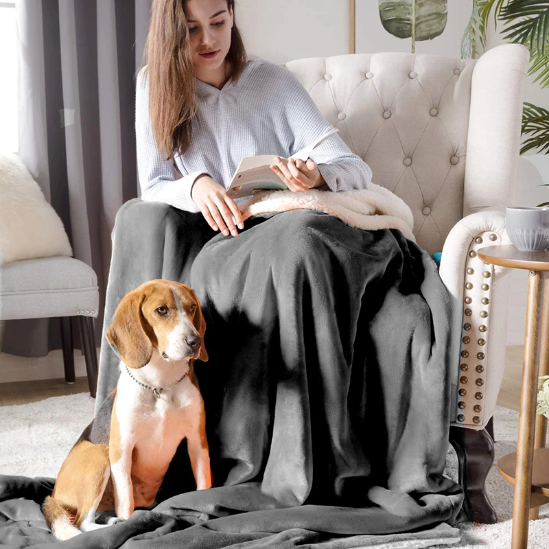 Benepaw Cozy Reversible Dog Blanket For Small Medium Big Dog Autumn Winter Washable Fleece Flannel Waterproof Pet Bed Mat Cover