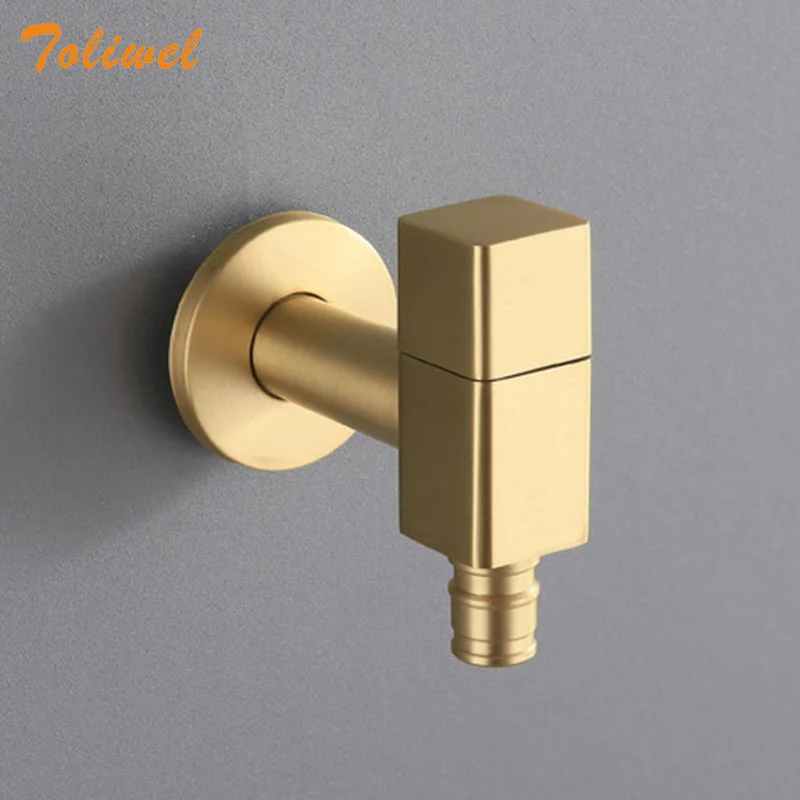 Brass Gold Laundry Bathroom Wetroom Faucet Wall Mount Cold Water Faucet Sink Tap Spigot Bibcocks Outdoor Garden Hose Water tap