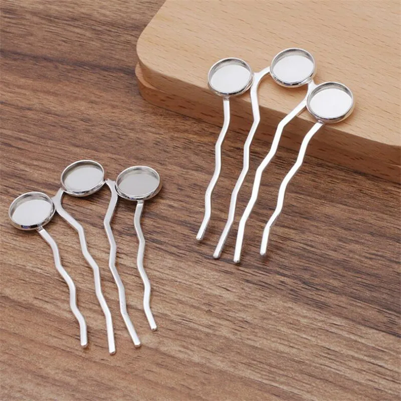 5pcs/lot 4 Teeth Comb Hair Accessories 12mm Cabochon Base Blank Hairpin Hair Wear Vintage Barrette DIY Jewelry Findings