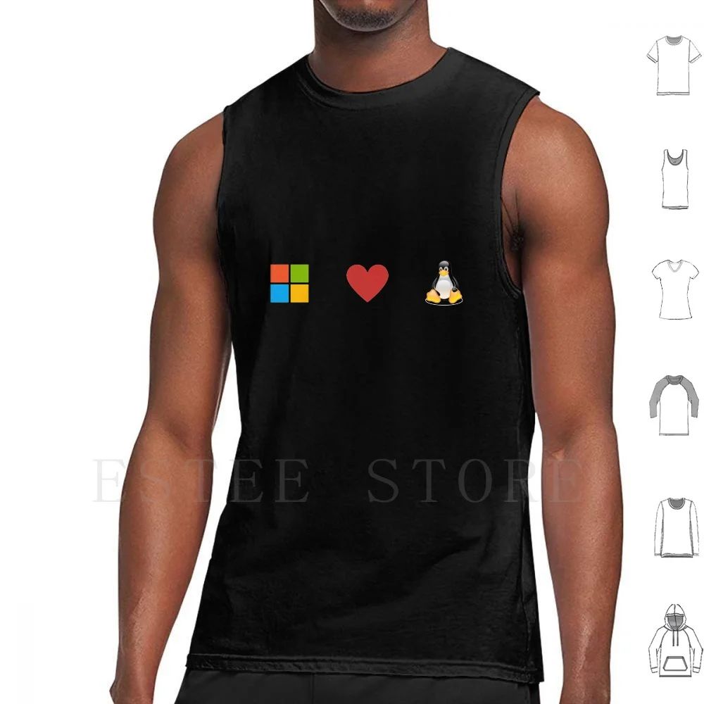 

Microsoft Loves Linux Tank Tops Vest Technology Engineer Womens Girls Womens Dev Github Git Hacker Kali Open Source