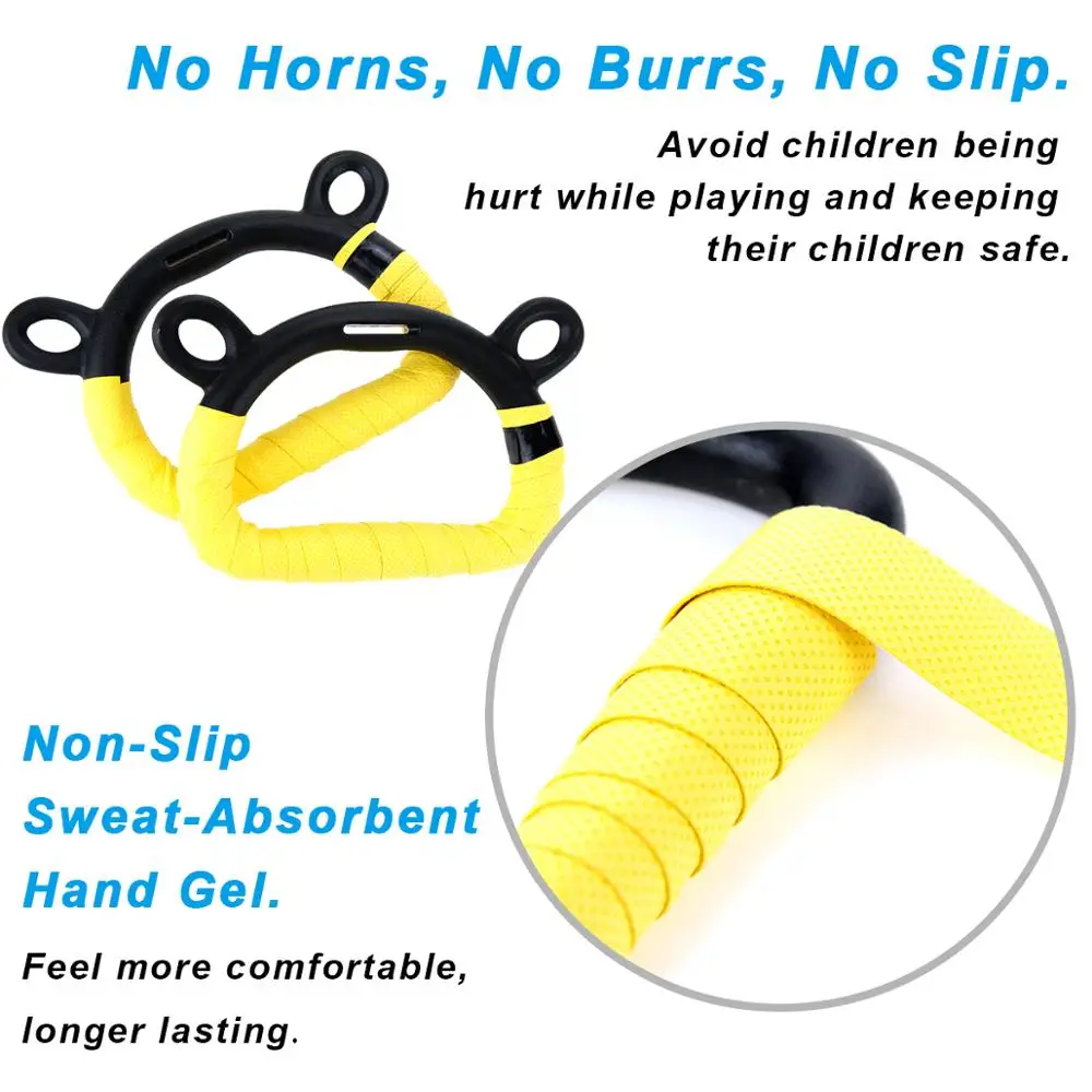 Plastic Gym Rings Kids Gymnastic Rings with Adjustable Straps Non-slip Fitness Rings Exercise Rings