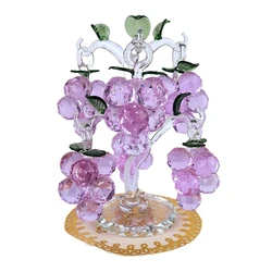 High-end Crystal Clear Chirstmas Tree Hanging Ornaments Fengshui Craft Crystal Glass Purple Grapes Figurine Home Decor Xmas Gift