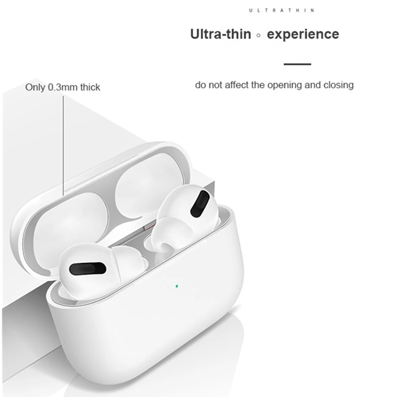 معدن الغبار الحرس ملصق ل AirPods برو حافظة غطاء الغبار واقية الجلد ملصقا حامي ل أبل AirPods برو