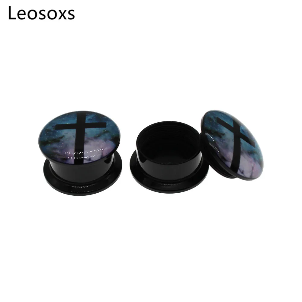 Leosoxs 2pc Acrylic Double Flared Thread Screw Fit Ear Flesh Tunnel Plug Ear Gauge Expander 4-25mm Fashion Jewelry Piercing