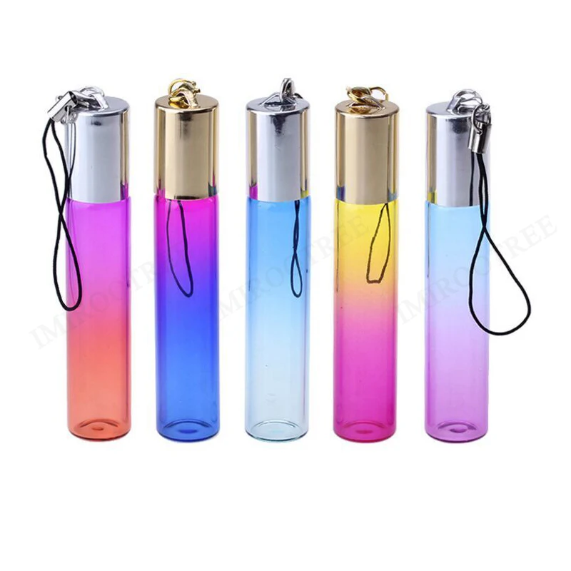 

10ml Gradient Color Stainless Steel Glass Roller Ball Bottle Portable Travel Vials