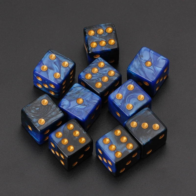 10pcs 15mm perline di dadi cubo acrilico multicolore sei lati giochi da tavolo portatili giocattolo dadi Multi lati per gioco da tavolo