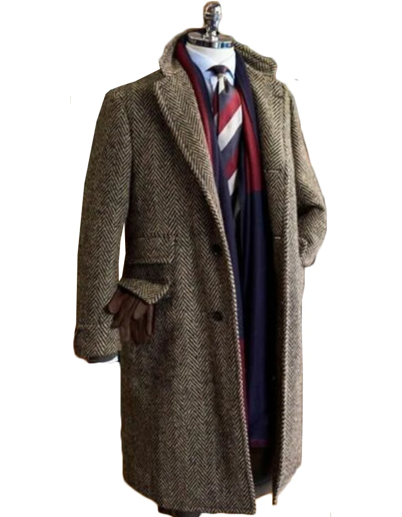 Costumes classiques à chevrons pour hommes, revers cranté en tweed, trempés sur mesure, Terno Mascul37, le plus récent