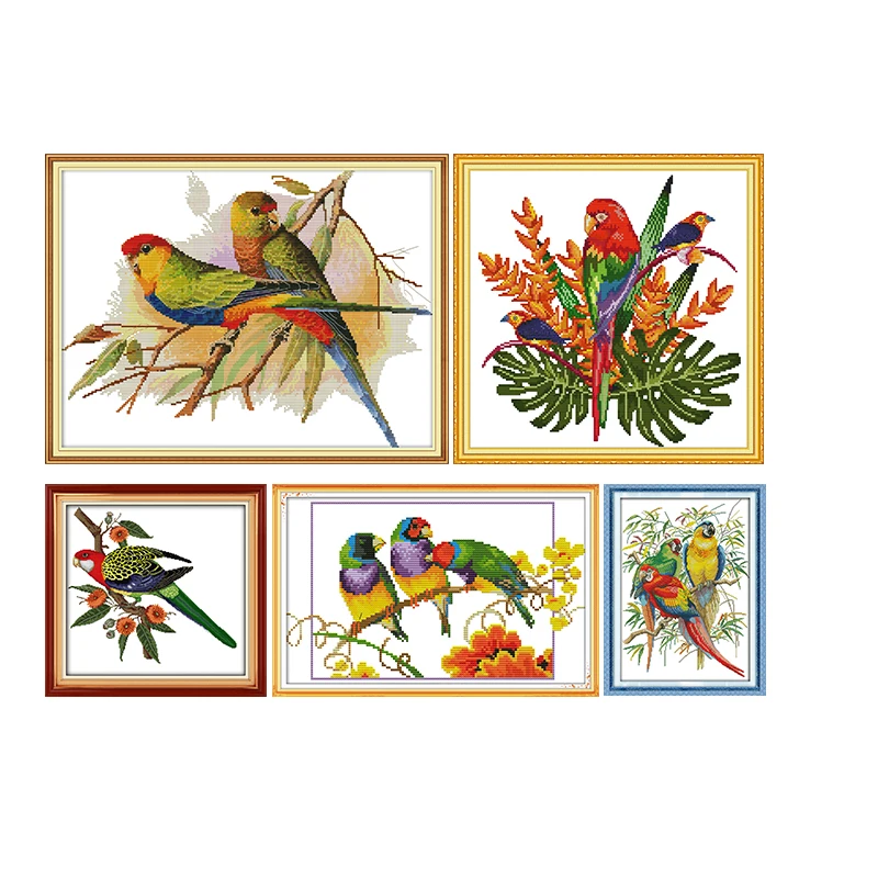 Colorful parrots series counted cross stitch kits 11CT 14CT  printed patterns crafts DMC sewing needlework embroidery sets decor