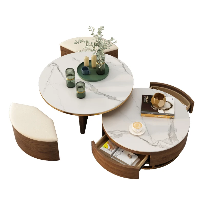 

Роскошный скандинавский чайный столик, шкафчик для телевизора, современный минималистичный Многофункциональный маленький Мраморный Круглый Чайный Столик
