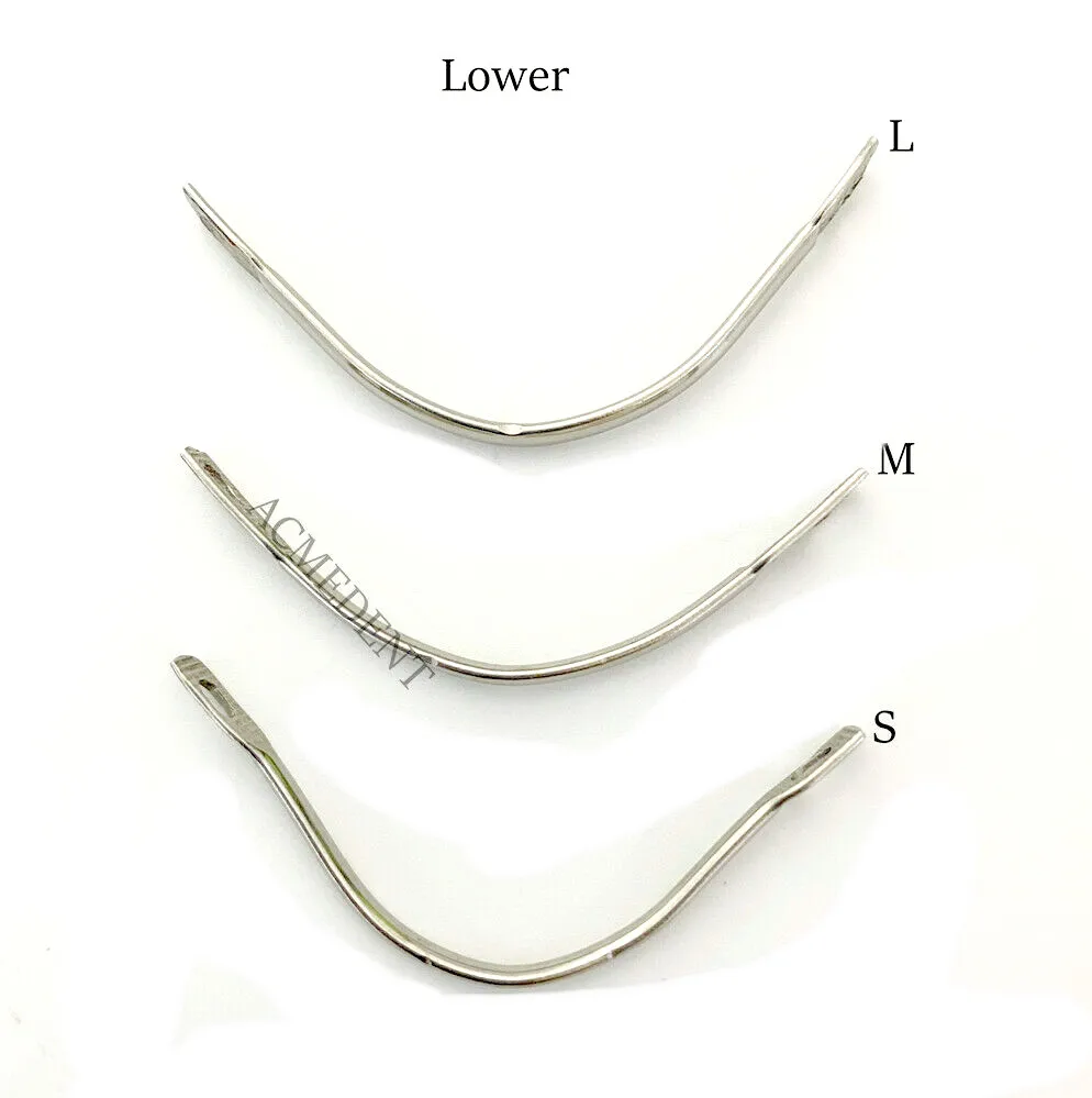 20~100PCS Dental Lingual Bars Lower Jaw Palatal Bar Denture Lab L Medium S End Hole