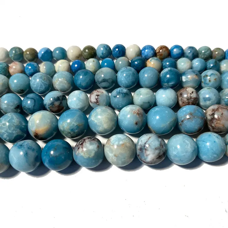 Wholesale 100% Natural Larimar Blue Round Stone Beads For Jewelry Making DIY Bracelet Necklace 4/ 6/8/10MM