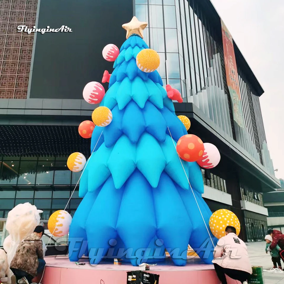 Outdoor Xmas Decorations 7m Height Simulated Lighting Inflatable Christmas Tree For Shopping Center And Park Event