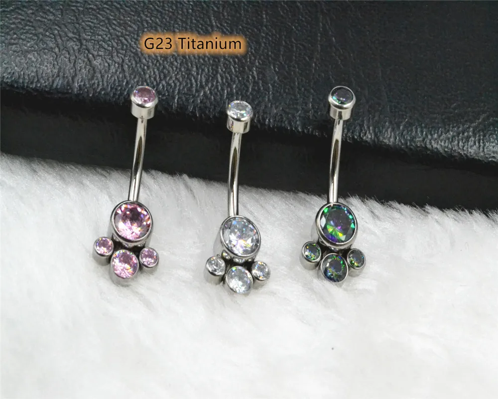 

10pcs G23 Titanium Gems Navel Belly Button Rings Great Shine Woman Belly Piercing Barbell Navel Piercing Girls Body Jewelry