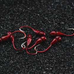 Fishing Red Overturned Hook Imitate Red Earthworm Hooks Tin Jig Head Fishhook Lot 10 Pieces Sale