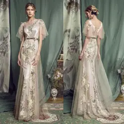 Luxury Mother of the Bride Dresses Jewel Short Sleeves Lace Appliques Evening Gowns Custom Made Floor Length Wedding Guest Dress