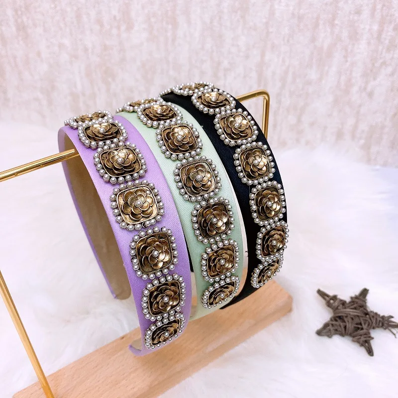 

Retro Baroque Women's Headband Rhinestone Alloy Small Flower Narrow Fashion Women's Headband