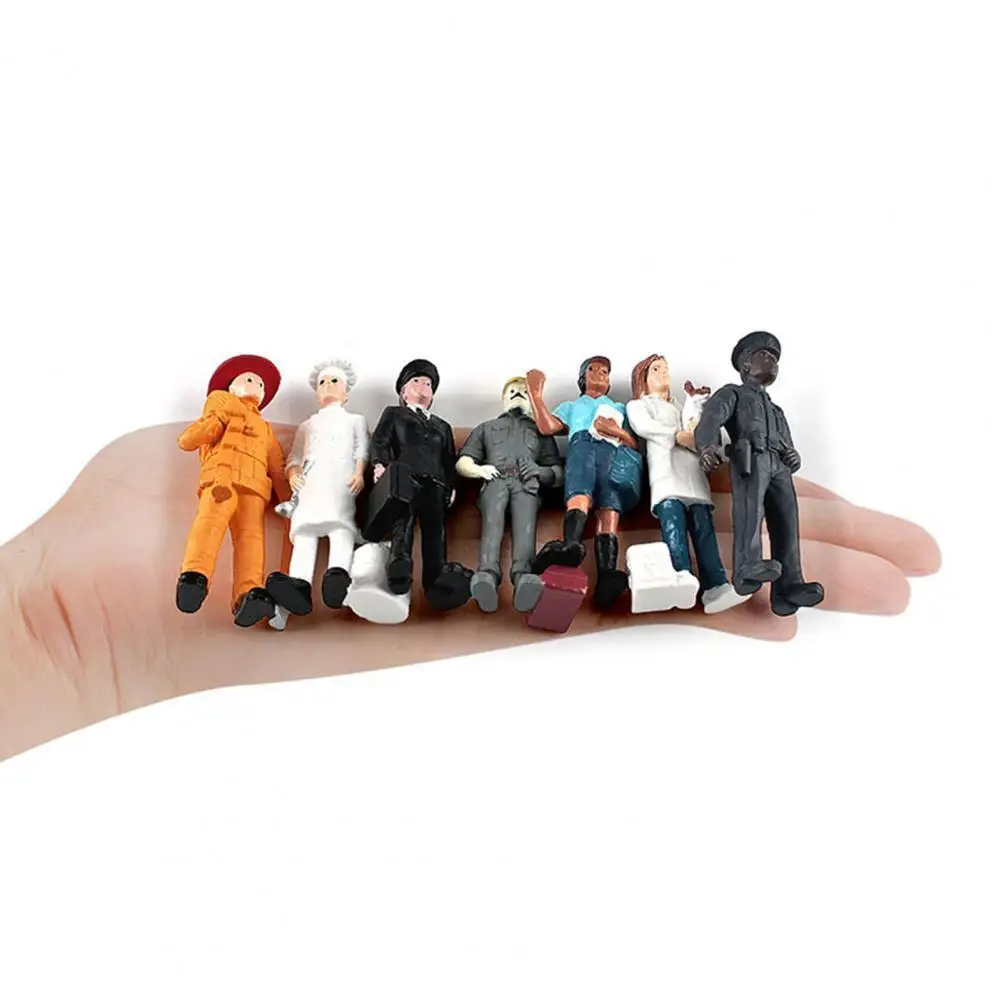 7pcs/Lots Simulation Figurines Worker Human Action Figure Police Chef Firemen Models Postman Veterinarian Figures Kids Toys Gift