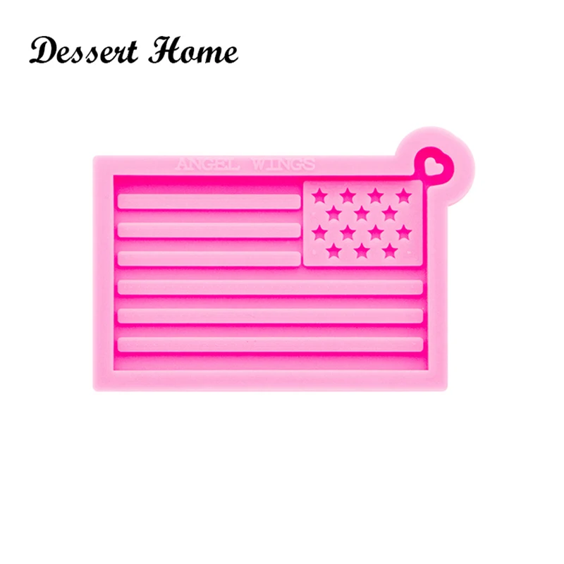 DY0293 Shiny American flag shape Mold, Silicone Mould for Epoxy Resin,USA flag Keychain Molds, Resin jewellery making Customize