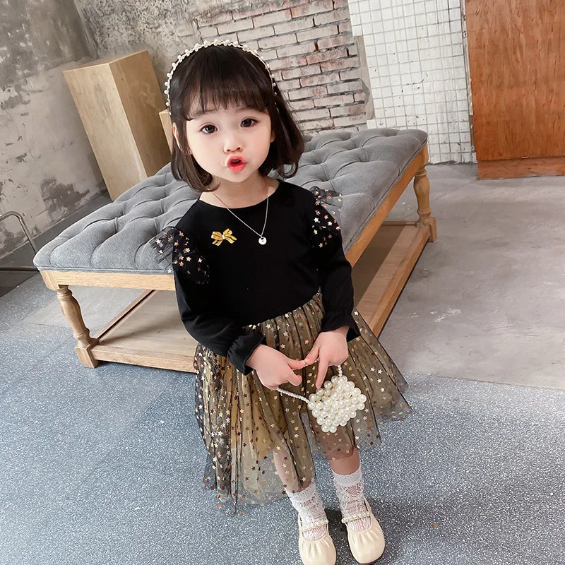 

Spring and Autumn Girls Dress Wedding Party Princess Dress Casual Kids Clothes Lace Long Sleeves Children's Vestidos For 3-8T