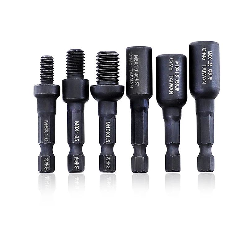 

1/4" Shank Double-Headed Internal And External Thread Screw Socket Air Bit, Double-Head Threaded Screw Socket