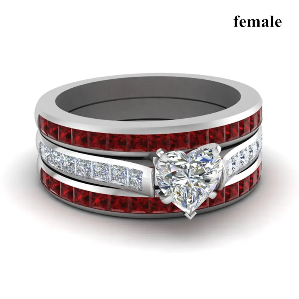 Anillo de compromiso de acero inoxidable para hombre y mujer, sortija elegante informal de color marrón y rojo, regalo para el Día de San Valentín, 2019