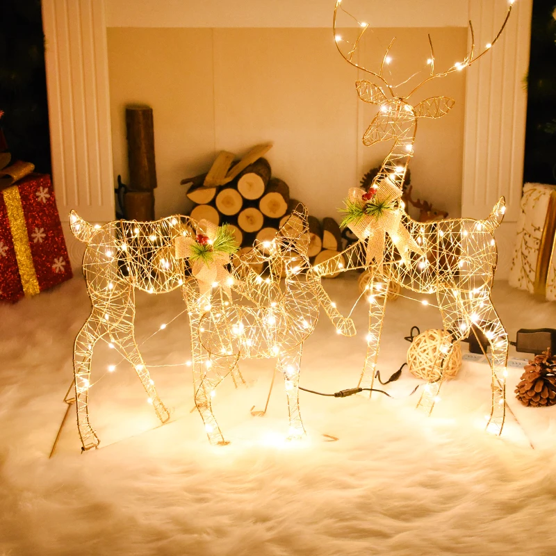 Best Christmas Decoration Cute Little Deer with Lights Christmas and New Year Cottage Atmosphere Christmas Decorations House