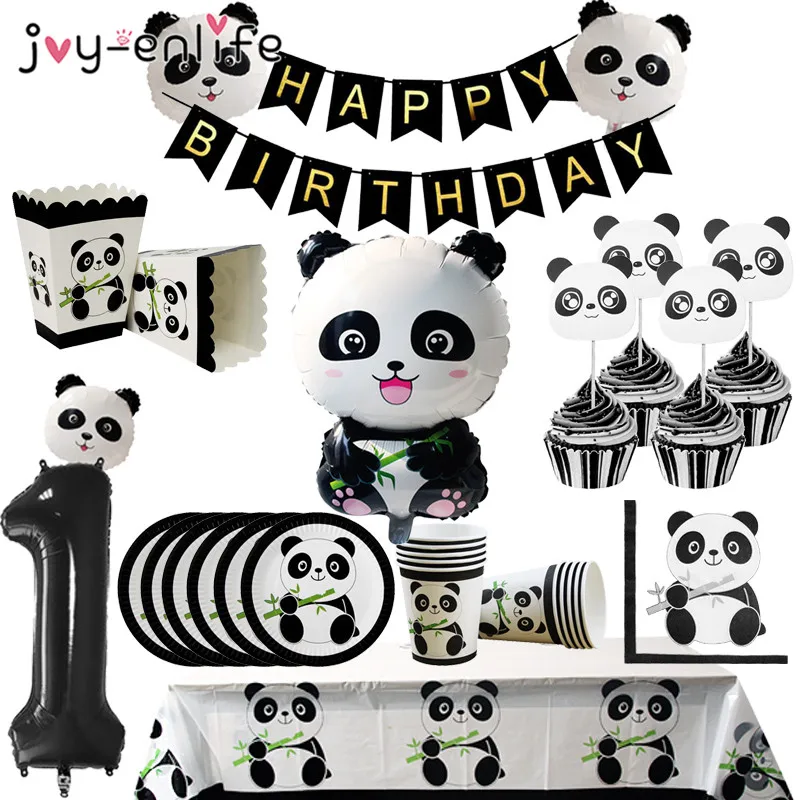 

Cartoon Panda Theme Birthday Party Decorations Kids Disposable Tableware Set Plate Napkins Cup Ballon Baby Shower Party Supplies