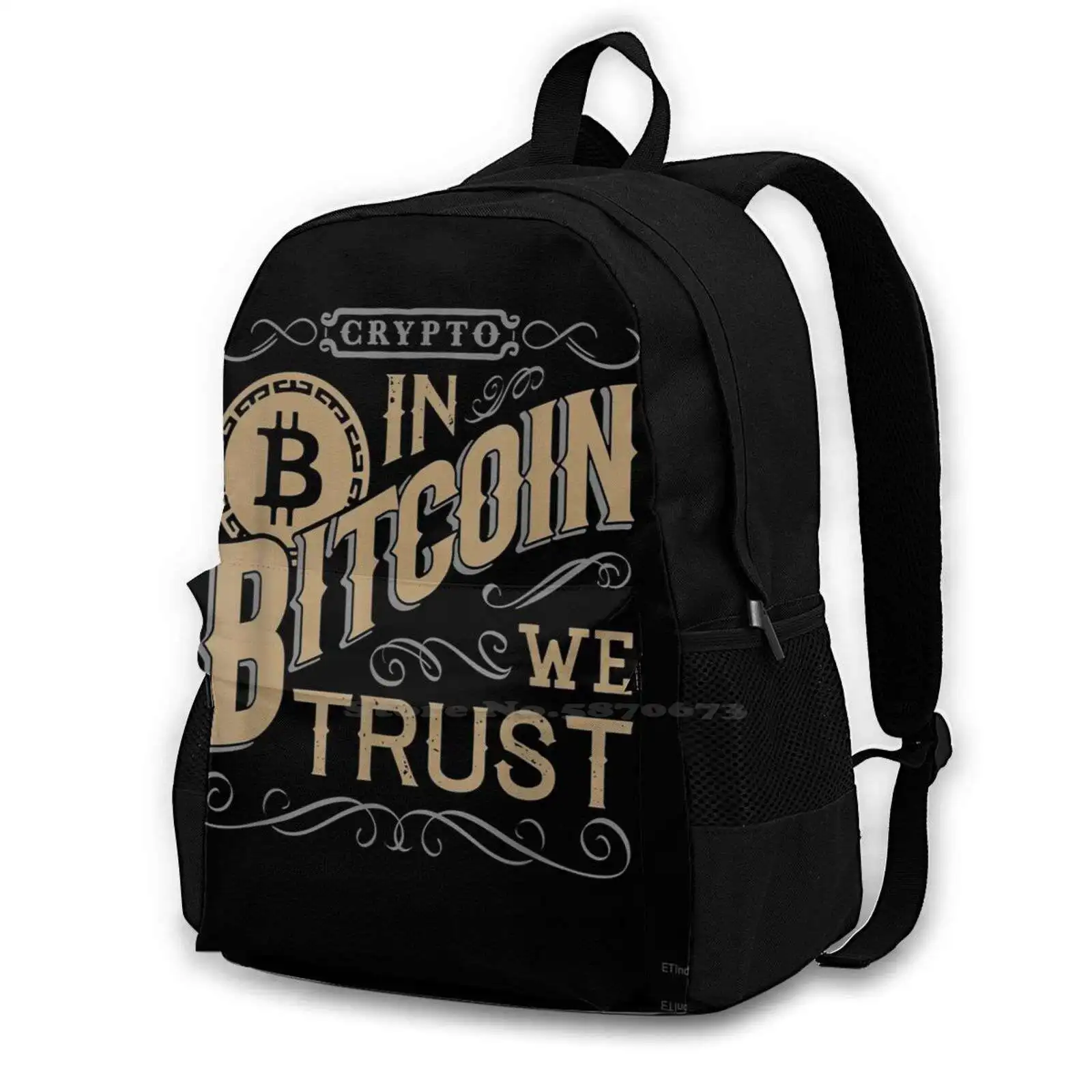 Funny Cryptocurrency Bitcoin Gifts | In Bitcoin We Trust Teen College Student Backpack Laptop Travel Bags Hodl Cryptocurrency