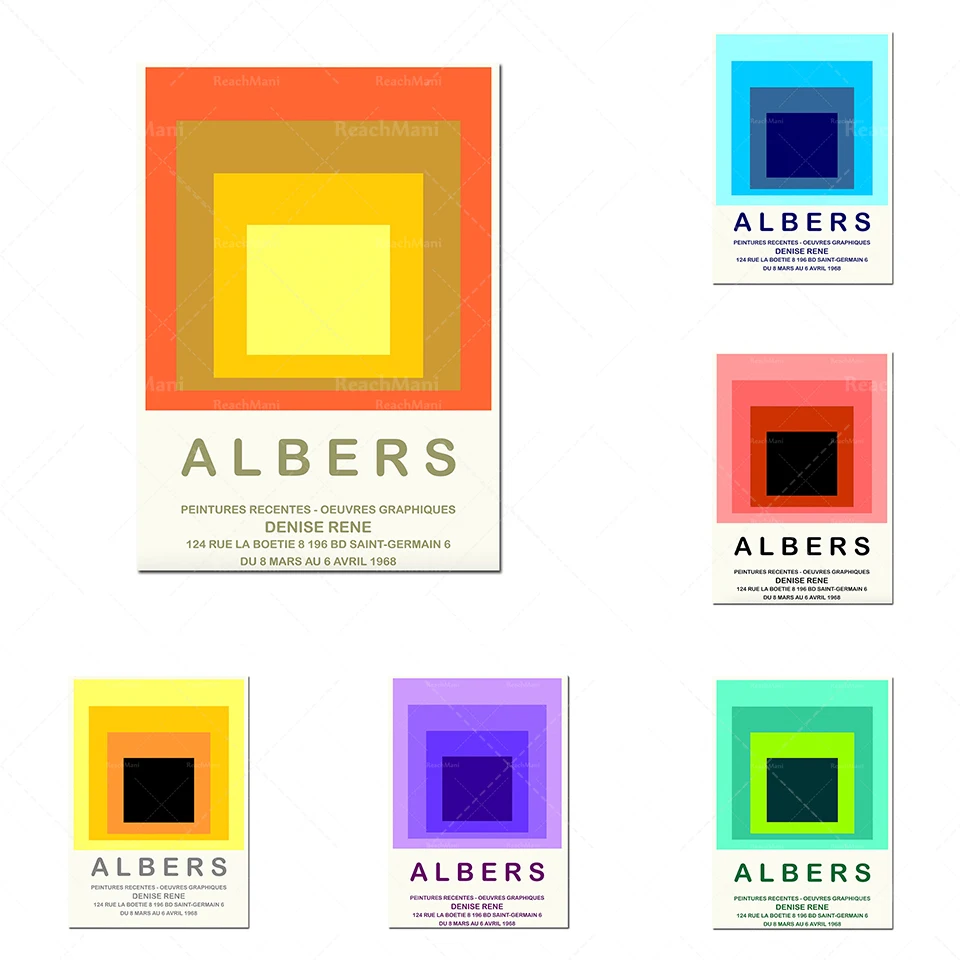 

Modern Abstract Square Illustration Josef Albers Exhibition Poster Canvas Print Painting Wall Art Picture Gallery Decoration