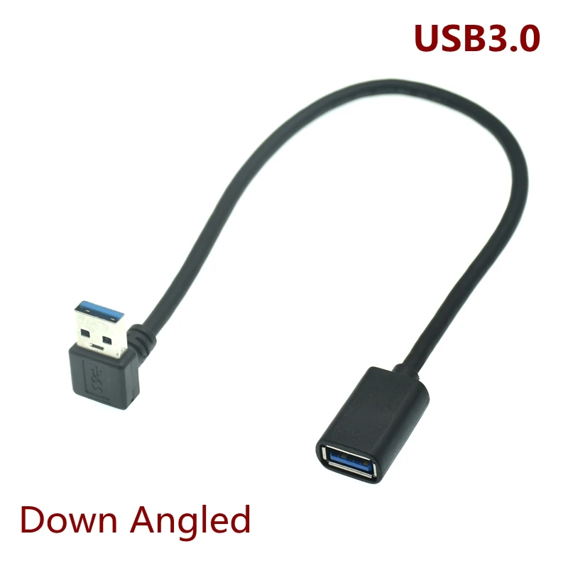 5gbps usb 3.0 um macho para fêmea 90 cabo de extensão angular adaptador usb3.0 macho para fêmea direita/esquerda/para baixo/acima cabo de cabo preto 30cm