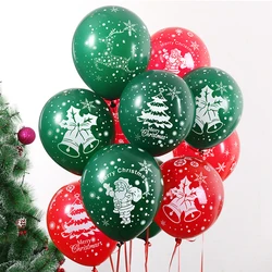 20 Christmas Decoration Balloons Red Green Latex Balloons Christmas Tree Elderly Snowflake Pattern Holiday Party Decorations